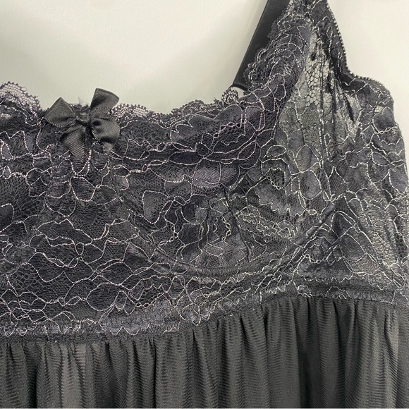 NWOT Torrid 4X Black Silver Lace Babydoll Lingerie Top Underwire - Picture 4 of 5